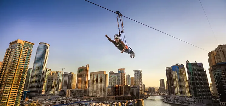 Fly Over Dubai Marina with the World’s Longest Urban Zip Line - Dubai Marina Walk
